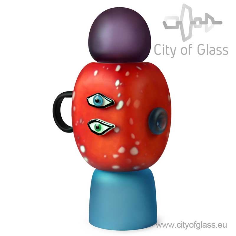 Glass urn object Red by Loranto - 40 cm
