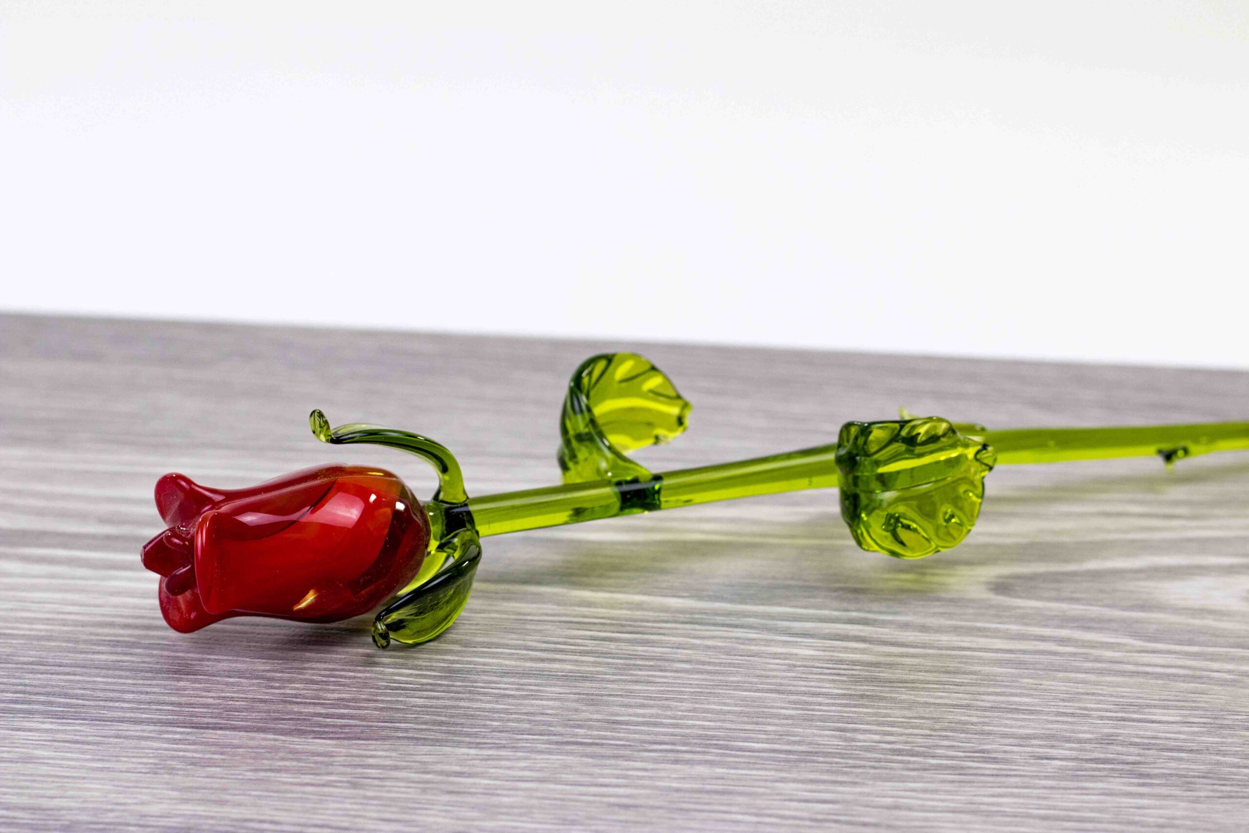 rode roos van glas 32 cm,